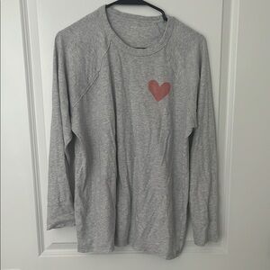 Gray Long Sleeve Shirt with Heart Design